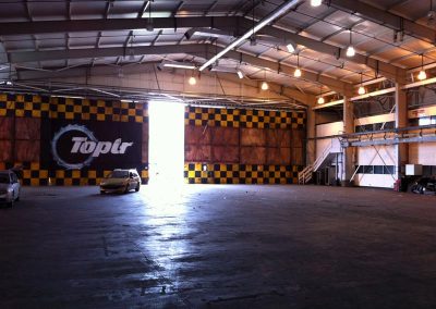 Aircraft hangars studio space filming Top Gear