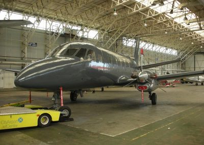 Gray Bandit in aircraft hangar