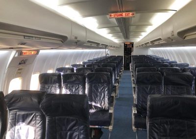 737 Narrow bodied airliner cabin interior